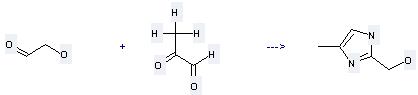 Methylglyoxal can react with Hydroxyacetaldehyde to get (4-Methyl-1(3)H-imidazol-2-yl)-methanol. 